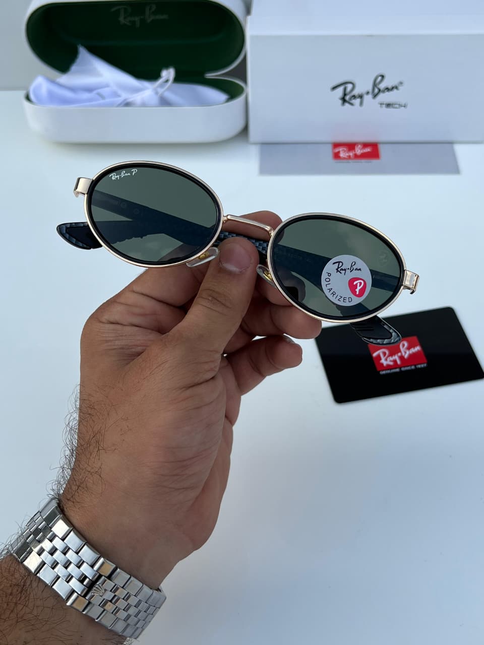 Rayb_an 82006 gold green SUNGLASS