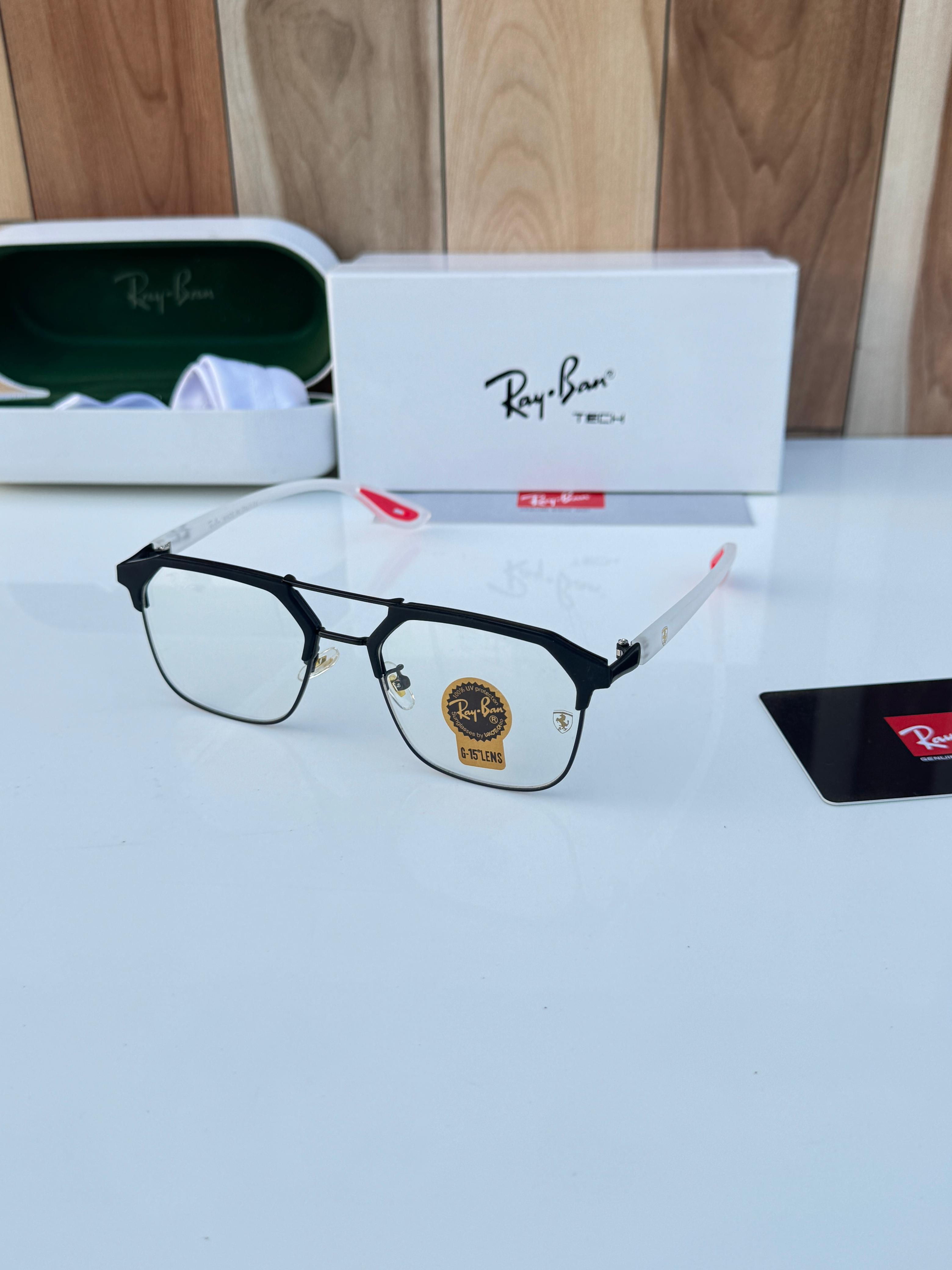 Rayb_an 04 black white plano sunglass