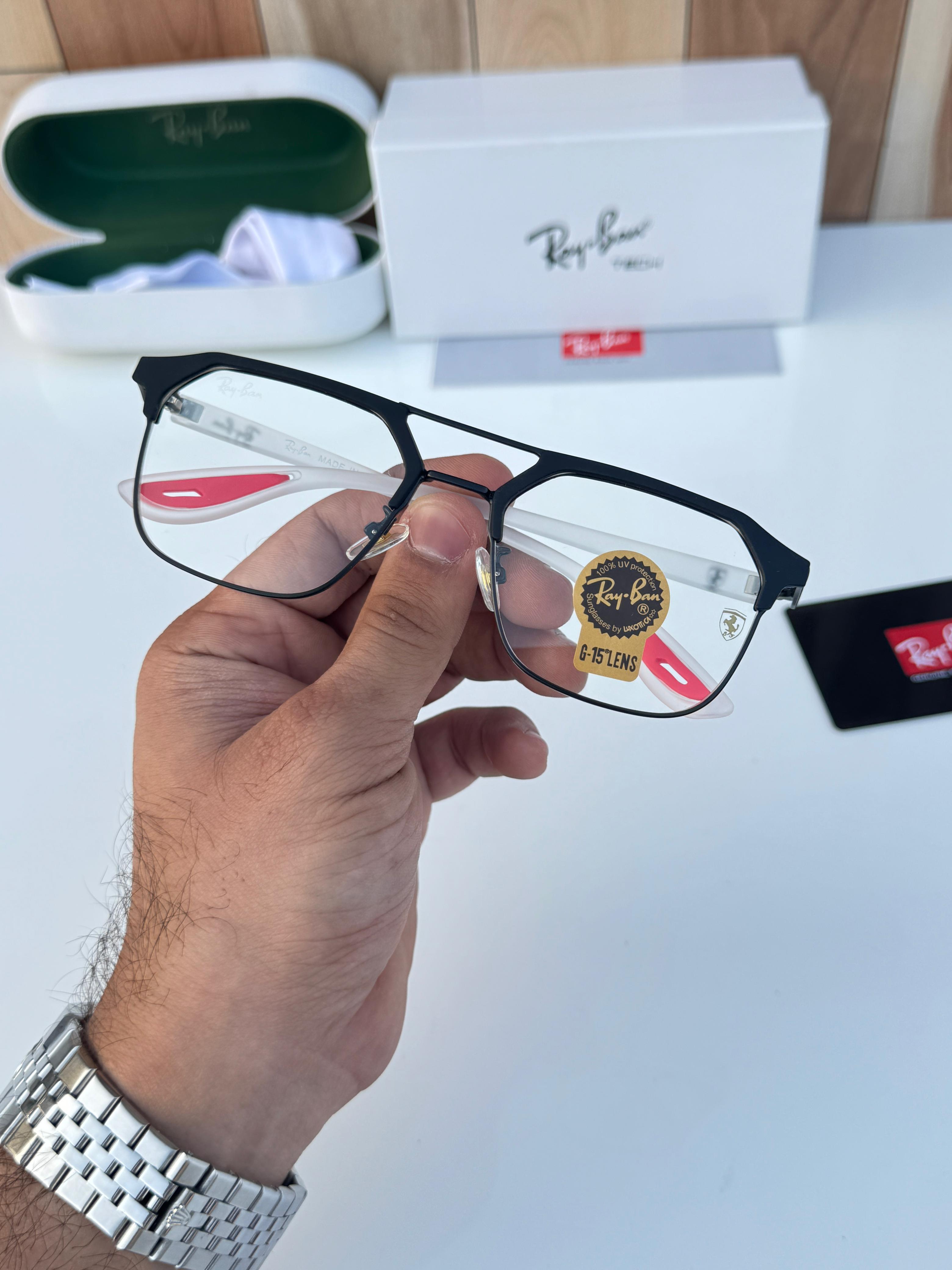 Rayb_an 04 black white plano sunglass