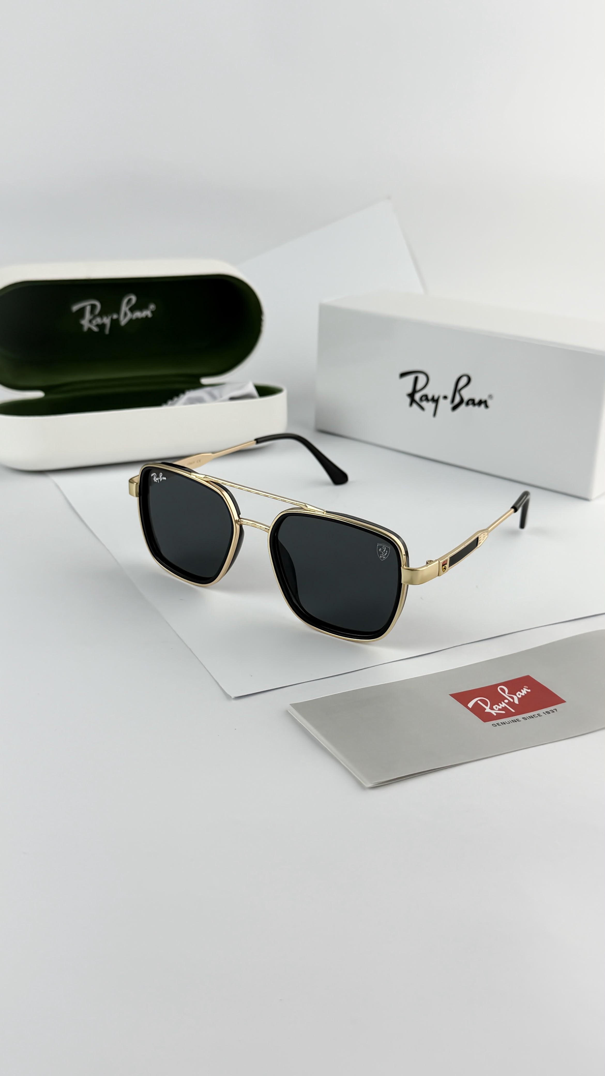 RA_YBAN GOLD BLACK SUNGLASS