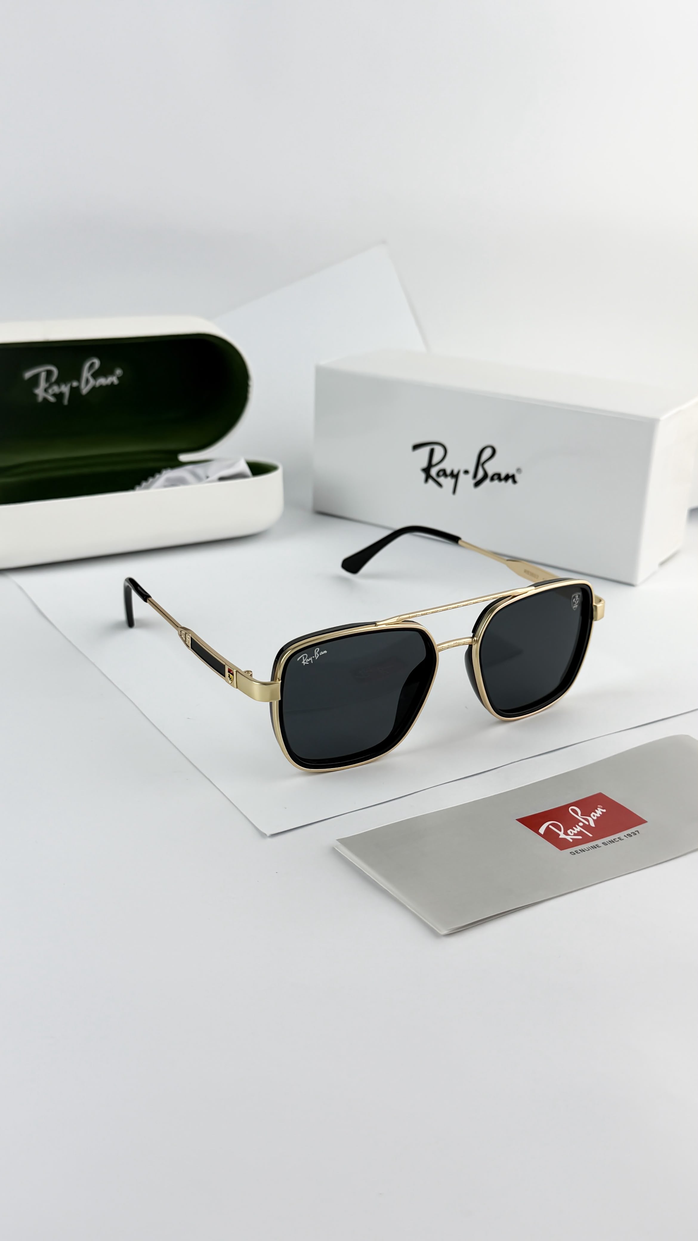 RA_YBAN GOLD BLACK SUNGLASS